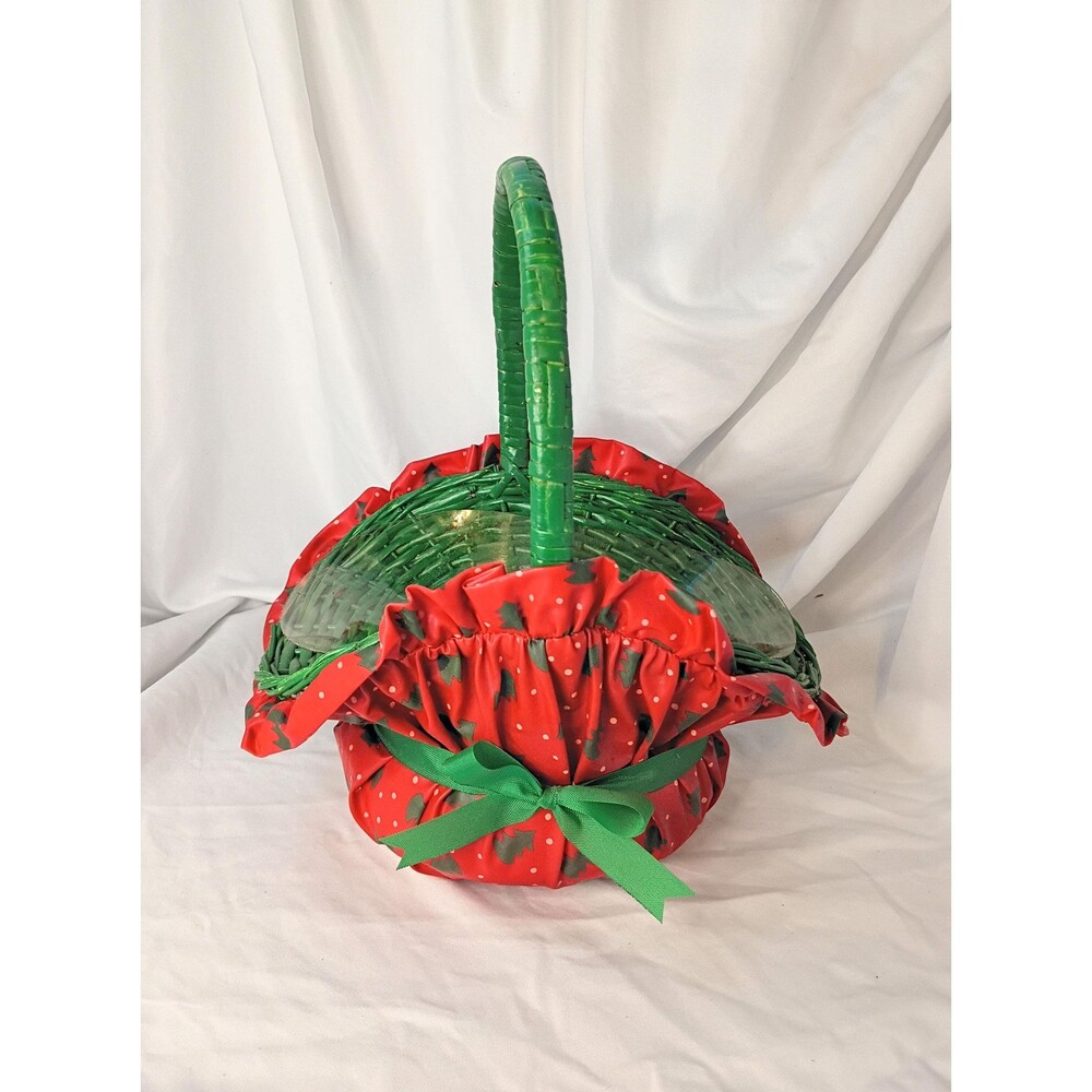 1987 FTDA Christmas Tree Basket - Green Wicker with Red Vinyl